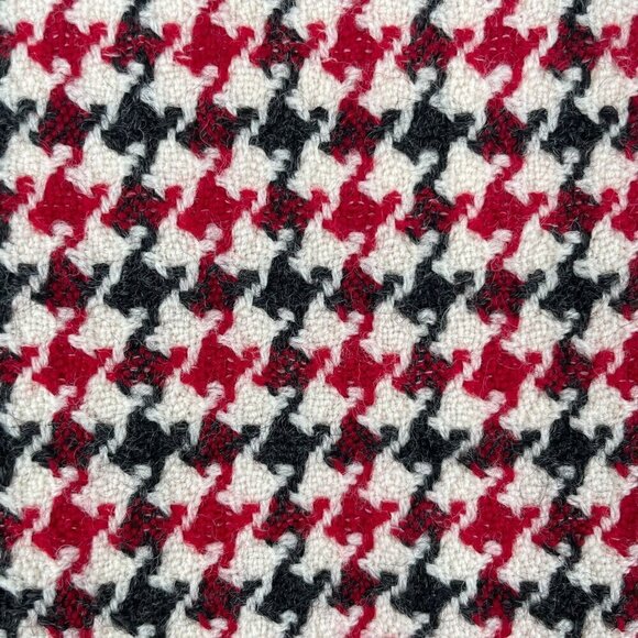 Talbots Vintage Black Red Houndstooth Pleated Hem Italian Stretch Wool Skirt 8 - Picture 4 of 10